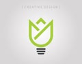 Green Bulb alternative nature energy technology, simple modern professional logo icon template Royalty Free Stock Photo