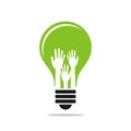 Green Bulb with Hands Vector Illustration Logo Template Illustration Design. Vector EPS 10 Royalty Free Stock Photo