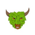 Green Bull Head Drawing