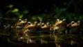 Green bullfrog sitting in wet swamp pond generated by AI Royalty Free Stock Photo