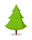 Green Bushy Christmas Tree Icon Isolated on White