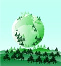 Green Business Background Vector_Green World with Pine Trees. Royalty Free Stock Photo