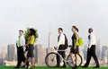Green Business Commuters City Concept