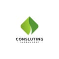 Green business consulting logo design inspiration, solution, organic Premium Vector