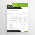 Green business invoice template design