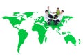 Green Business People Holding Hands on Green World Royalty Free Stock Photo