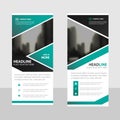 Green Business Roll Up Banner flat design template ,Abstract Geometric banner template Vector illustration set Royalty Free Stock Photo