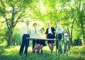 Green Business Team in the Park Royalty Free Stock Photo