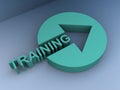 Green button marked training