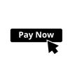 Green button pay now and red cursor. Online store design element. E-commerce concept. Convenient payment for online Royalty Free Stock Photo