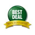 Green button with text `Best Deal 100% guarantee` Royalty Free Stock Photo