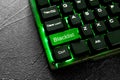 Green button with word Blacklist on computer keyboard, closeup