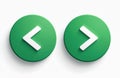Green buttons show left, right arrow symbols. Next, previous button icons simple for web, app nav. User interface elements for Royalty Free Stock Photo