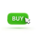 Green \' BUY\' Button with White Cursor Arrow on White Background purchase shopping Royalty Free Stock Photo