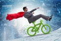 The green bycycle in environmentally friendly transportation concept Royalty Free Stock Photo