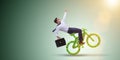 The green bycycle in environmentally friendly transportation concept Royalty Free Stock Photo