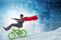 The green bycycle in environmentally friendly transportation concept Royalty Free Stock Photo