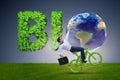 The green bycycle in environmentally friendly transportation concept