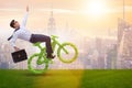 The green bycycle in environmentally friendly transportation concept Royalty Free Stock Photo