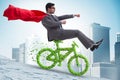 The green bycycle in environmentally friendly transportation concept Royalty Free Stock Photo