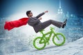 The green bycycle in environmentally friendly transportation concept Royalty Free Stock Photo