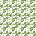 Green cabbage and zucchini seamless pattern on white background Royalty Free Stock Photo