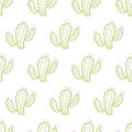 Green Cactus Desert Nature Flat Vector Seamless Pattern Royalty Free Stock Photo