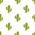 Green Cactus Flat Icon Seamless Pattern Royalty Free Stock Photo