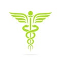 Green caduceus snake vector symbol