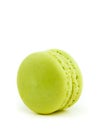 Green cake macaron isolated on white background, maccarone sweet dessert