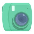 Green camera icon cartoon vector. Digital photo