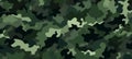 Green camo texture for stealth and concealment. Camouflage pattern with shades of green and black. Backdrop. Wide banner