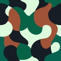 Green camouflage pattern background. Seamless khaki green camouflage. Camo texture. Vector Royalty Free Stock Photo