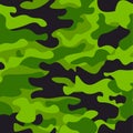 Green camouflage seamless pattern background. Classic clothing style masking camo repeat print. Green, lime, black olive colors fo Royalty Free Stock Photo