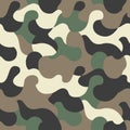 Green camouflage seamless pattern. Vector camo military backgound. Fabric textile print tamplate. Royalty Free Stock Photo