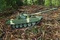 Green camouflage tank T-72