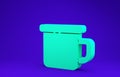 Green Camping metal mug icon isolated on blue background.  3d illustration 3D render Royalty Free Stock Photo