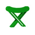 Green Camping portable folding chair icon isolated on transparent background. Rest and relax equipment. Fishing seat.