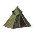 Green camping tent illustration