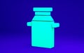 Green Can container for milk icon isolated on blue background. Minimalism concept. 3d illustration 3D render Royalty Free Stock Photo