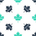 Green Canadian maple leaf with city name Montreal icon isolated seamless pattern on white background. Vector Royalty Free Stock Photo