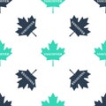 Green Canadian maple leaf with city name Vancouver icon isolated seamless pattern on white background. Vector Royalty Free Stock Photo