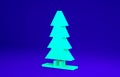 Green Canadian spruce icon isolated on blue background. Forest spruce. Minimalism concept. 3d illustration 3D render