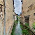 Green canal in Provins, the city mediaval closes to Paris, ile de France