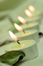 Green candle lights Royalty Free Stock Photo