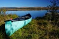 Green Canoe on the shore Royalty Free Stock Photo