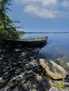 A canoe on the pristine wilderness shores of Lake Temagami, Ontario, Canada!