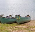 Green canoes Royalty Free Stock Photo