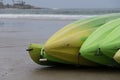 Green canoes at La Jolla Bay Royalty Free Stock Photo