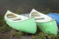 Green canoes Royalty Free Stock Photo